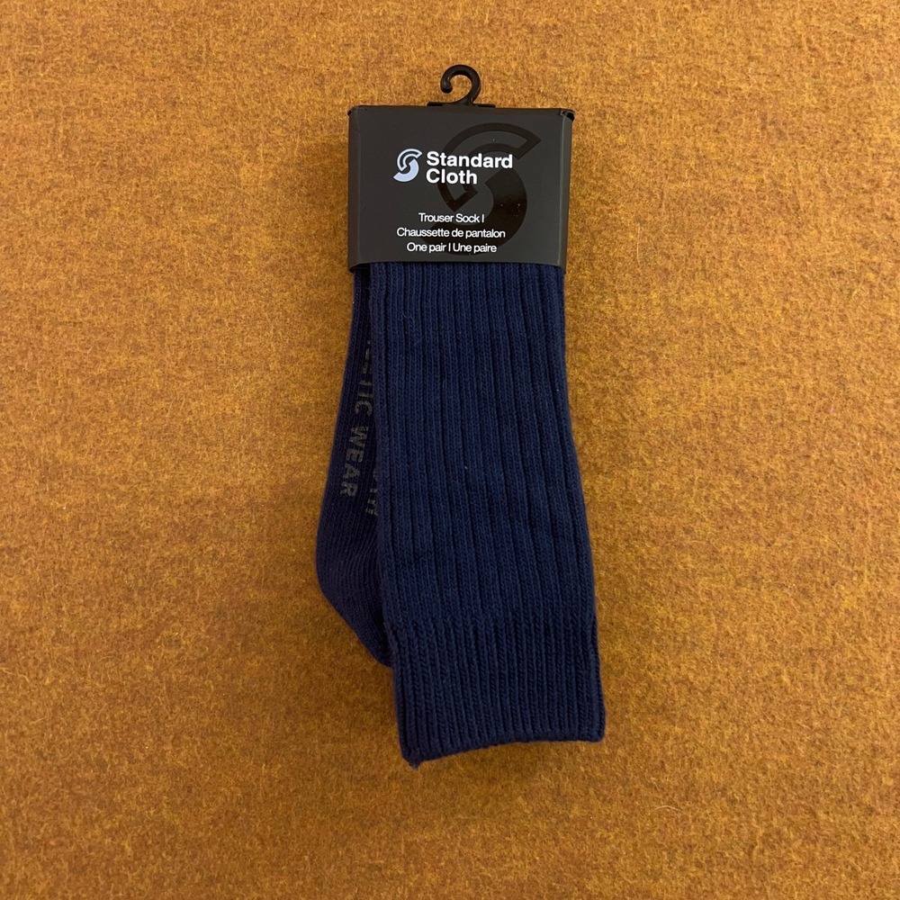 Standard Cloth Mens OS Navy Blue Ribbed Cotton Blend Trouser Socks NWT